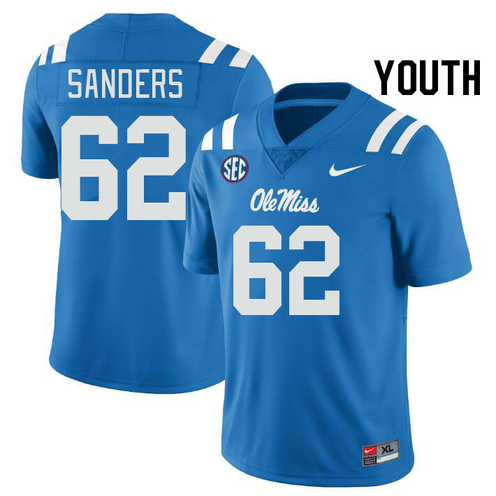 Youth #62 Brycen Sanders Ole Miss Rebels College Football Jerseyes Stitched Sale-Powder Blue